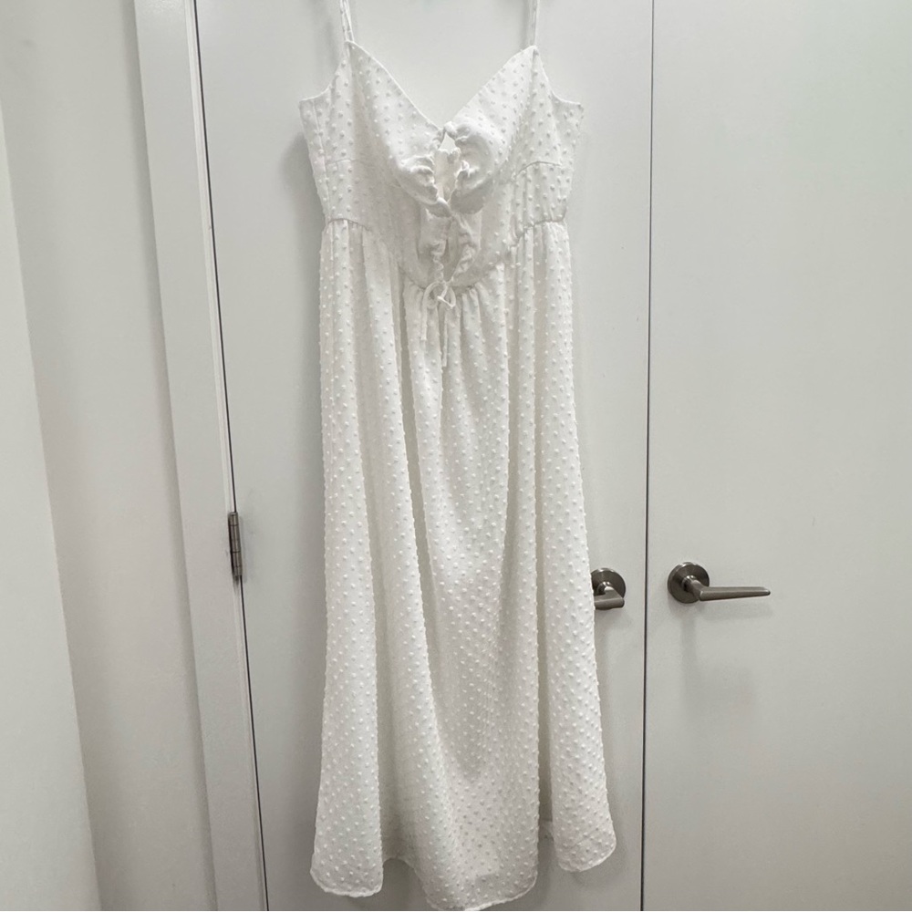 Park & Fifth White Swiss Dot Maxi Slip Dress